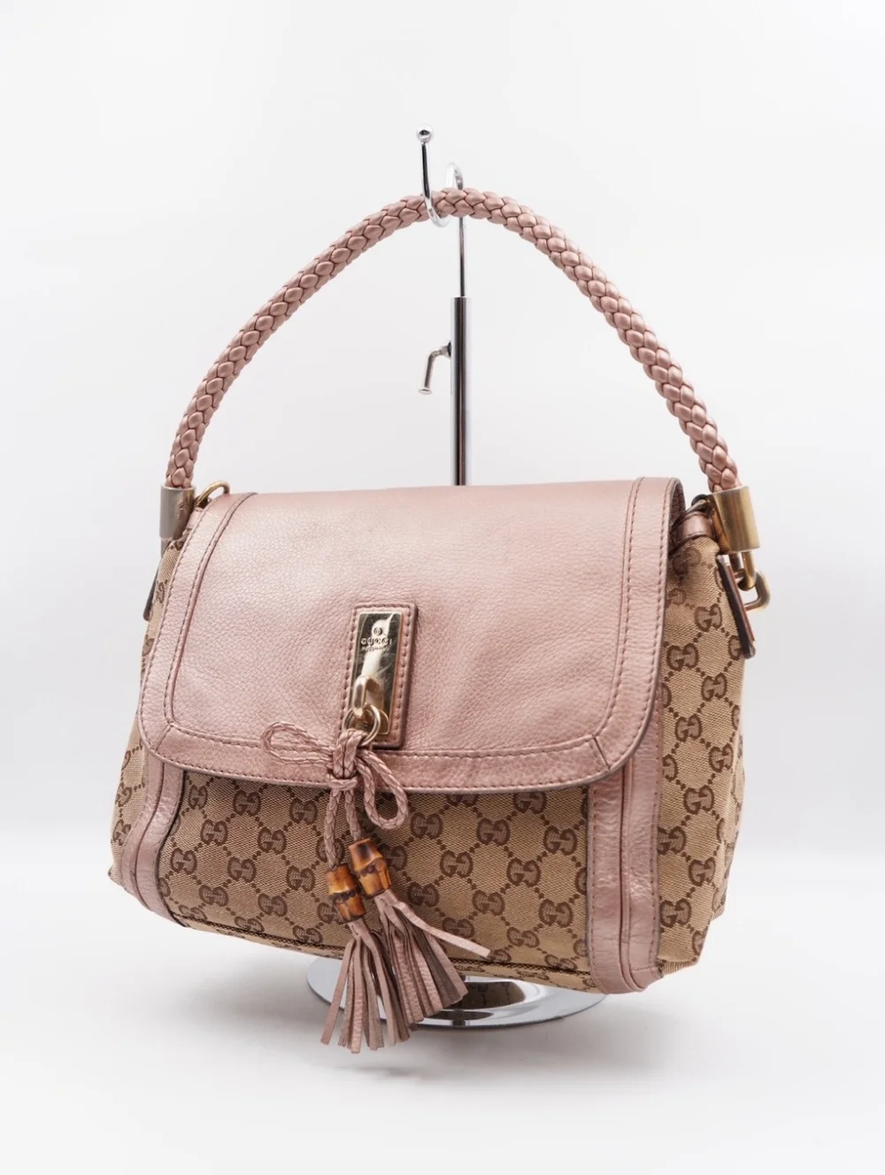 CH28 ❤️ GUCCI Monogram Bella Flap Bag Bamboo - Picture 3 of 16